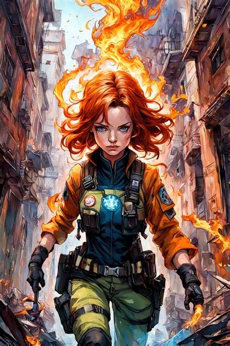 Photorealistic Illustration Of Mara Jade As A Fearless Firef By Jure