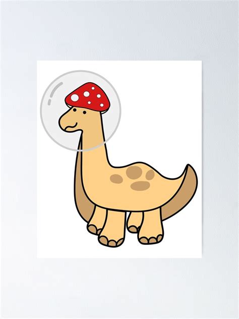 Simple Red And White Mushroom Hat Brontosaurus Astronaut Dinosaur