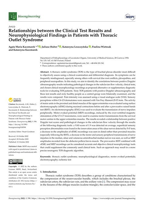 Pdf Relationships Between The Clinical Test Results And