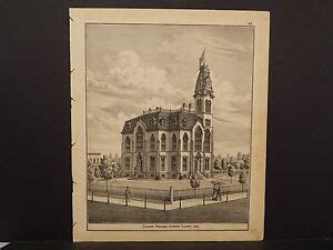 Indiana Howard County Map Courthouse Engraving 1877 Y13#30 | eBay