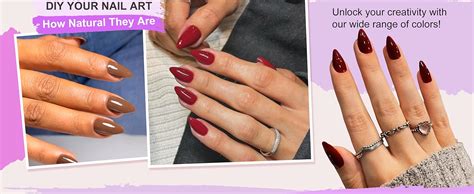 Amazon Kqueenest Hot Pink Press On Nails Short Almond Pcs Reusable Fake Nails Glue On