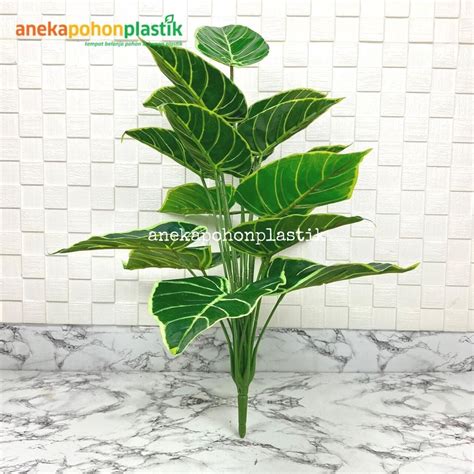 Jual Tanaman Hias Artificial Daun Alocasia Latex X18 Dekorasi Ruangan