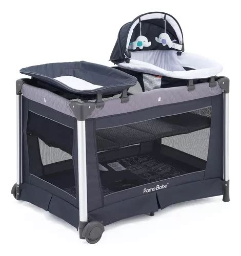 Cuna Corral Para Beb Pamo Babe En Mois S Y Cambiador Color Gris Azulado Mercadolibre