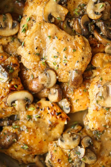 Skillet Mushroom Chicken Thighs Damn Delicious