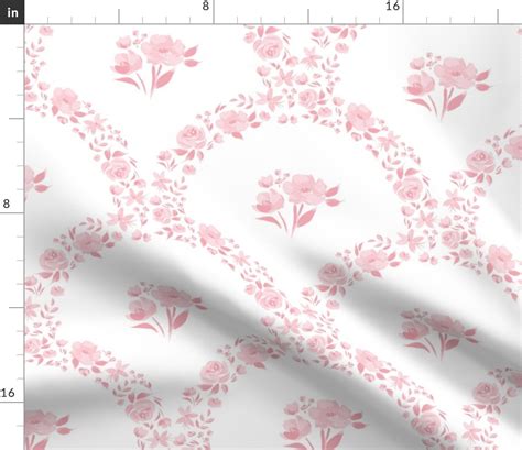 Pink Peony Scallop Fabric Spoonflower