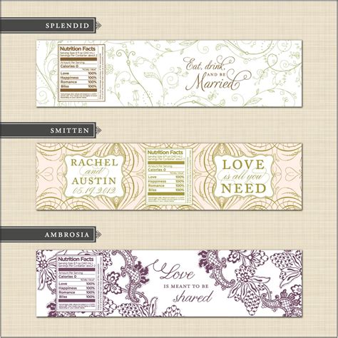 Free Printable Water Bottle Label Template Wedding Templates Resume