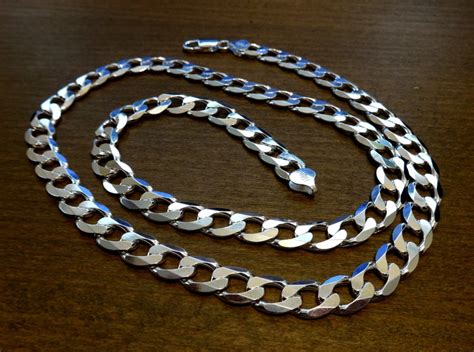 10mm Mens Solid 925 Sterling Silver Cuban Curb Link Chain Etsy