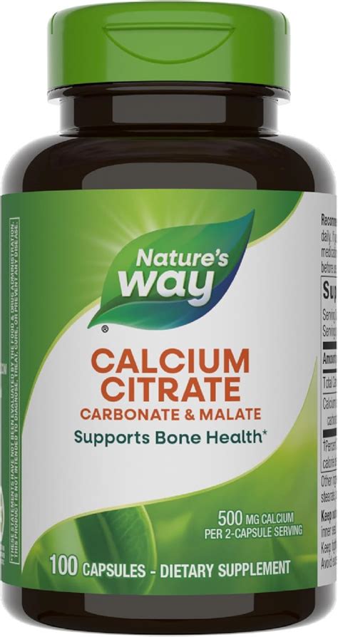 Nature S Way Calcium Citrate 500 Mg Calcium Per 2 Capsule Serving