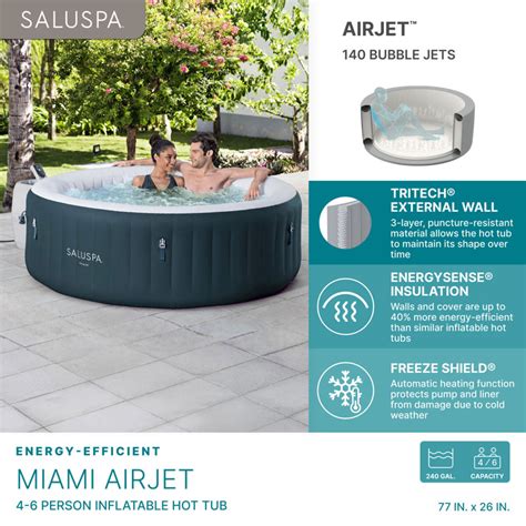 Bestway Saluspa Miami Airjet Person Inflatable Hot Tub W Energysense Cover Wayfair