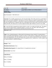 NSG 6435 Week 2 SOAP Docx Pediatric SOAP Note Name HB Date 6 19 19 Sex Female Age DOB Place