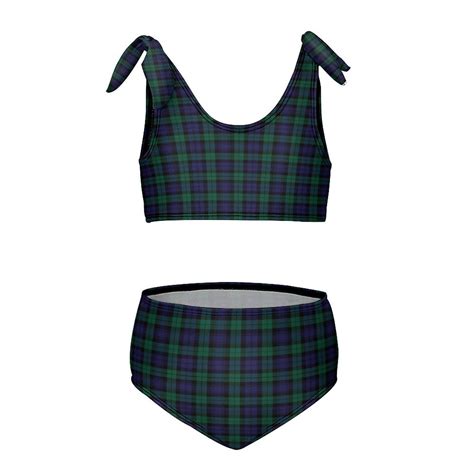 Blackwatch Tartan Modern Cute Blue And Green Plaid Girl S 2 Piece Bikini Set Beach Sport