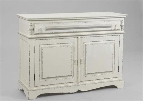 Buffet Parisien 2 Portes Bois Blanc Vieilli Classique Chic Ornement L