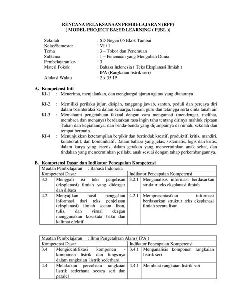 Contoh Rpp Pjbl Kelas Referensi Untuk Pembuatan Modul Ajar Ikm