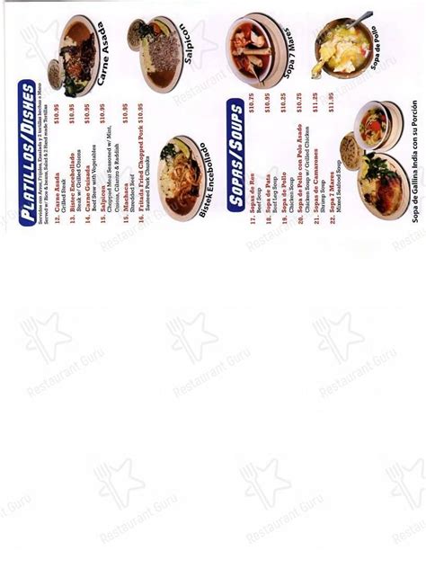 Menu at Las Cabanas restaurant, Moreno Valley