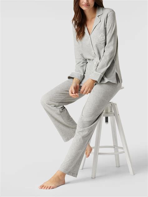 Lauren Ralph Lauren Pyjama Aus Baumwoll Modal Mix Mittelgrau Online