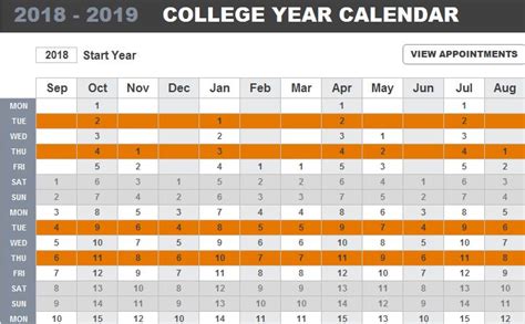 College Year Calendar: MyExcelTemplates Academic Calendar