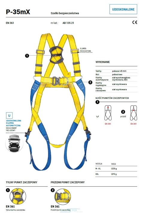 Szelki bezpieczeństwa z automatyczną klamrą P 35mX AB 135 21 PROTEKT