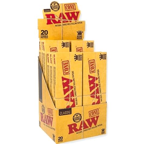 Raw 20pk Cones Classic King Size Epic Wholesale