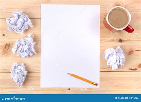 Sheet of paper on a desk stock image. Image of work, crumpled - 16666485