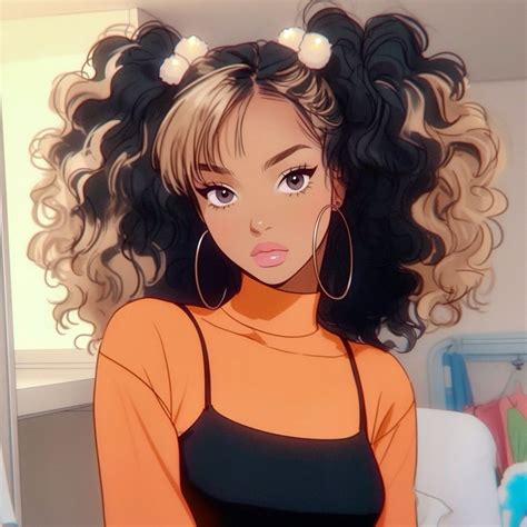 Anime Curly Hair Pfp In 2024 Anime Curly Hair Black Love Art Black Art Pictures