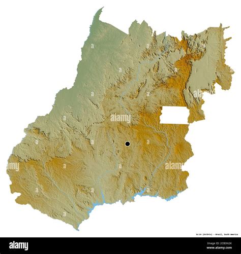 Shape of Goiás state of Brazil with its capital isolated on white