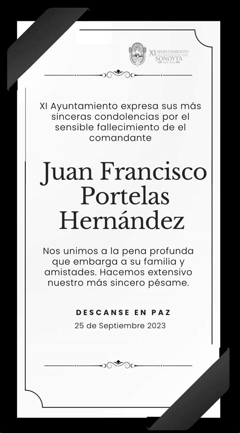 XI Ayuntamiento expresa sus más sinceras condolencias Municipio de