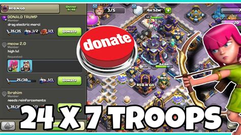 24x7 Troops Donation In Clash Of Clans Req N Go September Season Youtube