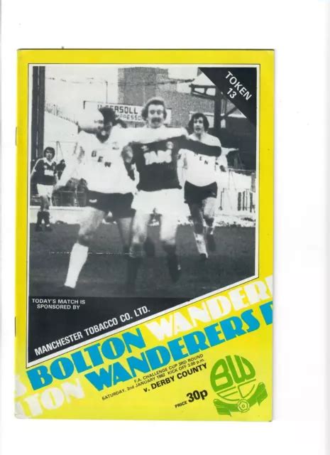 BOLTON WANDERERS V Derby County FA Cup 3 Turno 02 01 1982 EUR 1