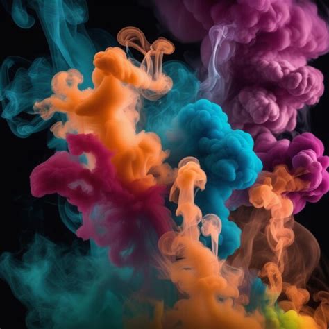 Premium Photo | Colorful smoke of multicolor smoke in the form of a ...