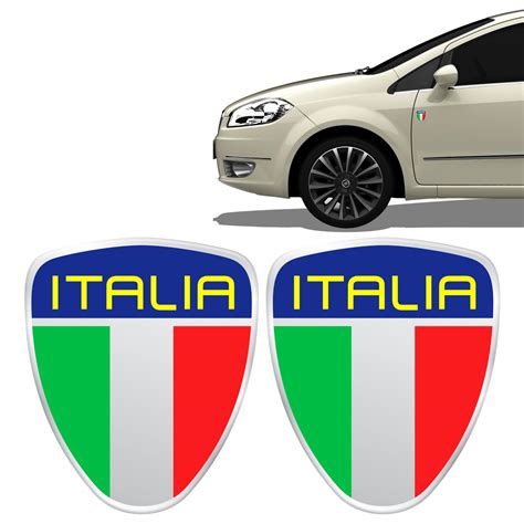 Par De Emblema Adesivo Escudo Itália Coluna Fiat Punto Bravo