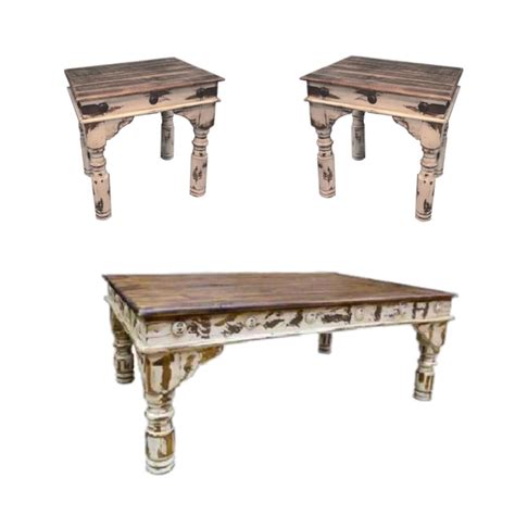 Oldie White Coffee Table Set – Rustic Furniture Depot