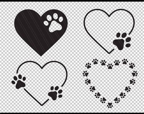 Dog Paw With Heart Svg Paw Print Svg Dog Svg Heart Svg Pet Etsy