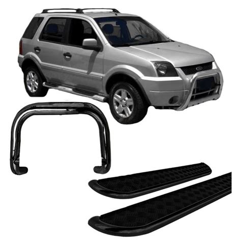 Kit quebra mato estribo Chapa EcoSport 04 até 2007 Preto Submarino