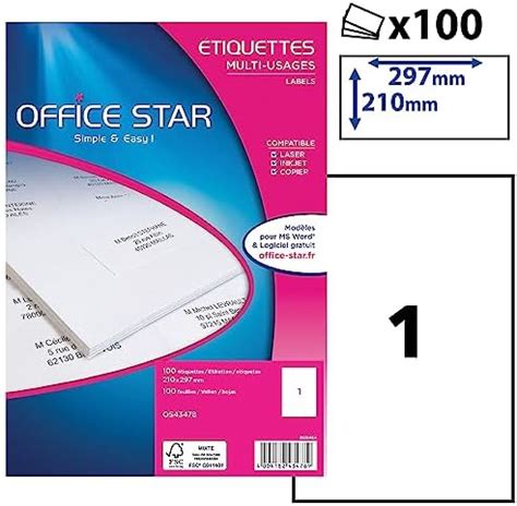 Office Star Boite De Tiquettes Autocollantes Blanches Multi