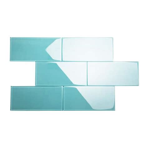 Giorbello Teal 6 In X 12 In X 8mm Glass Subway Tile 5 Sq Ft Case