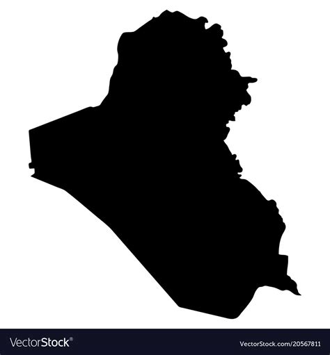 Black Silhouette Country Borders Map Iraq Vector Image