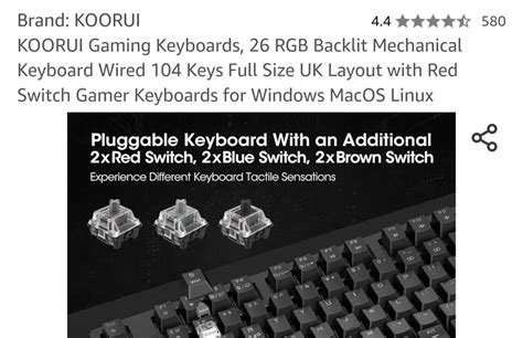 Amazon Ca KOORUI RGB Backlit Hot Swap Mechanical Keyboard Wired 104 Keys W Volume Knob UK