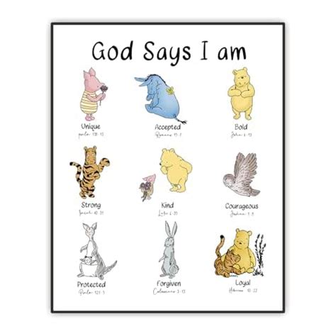 Winnie Pooh Wall Art Winnie And Friends God Says I Am