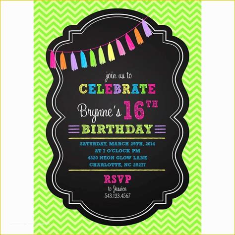 Neon Party Invitations Templates Free Of Party Invitation Templates ...