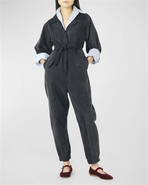 ETICA Farrah Zip Front Denim Jumpsuit Neiman Marcus