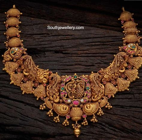 Antique Gold Peacock Nakshi Necklace Indian Jewellery Designs