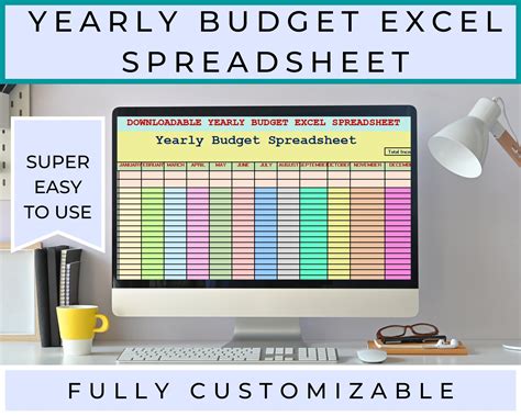 Yearly Budget Template, Excel Spreadsheet Download, Budget Tracker ...