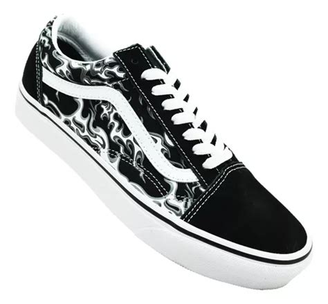 Tenis Vans Old Skool Vn0007ntbmx Flames Black true Wht Meses sin interés