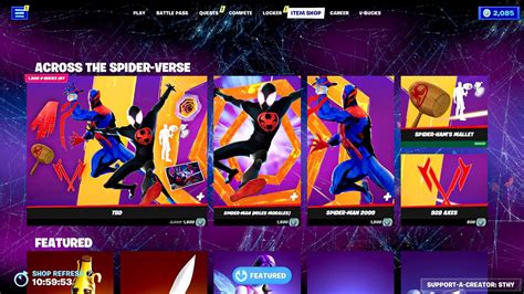 NEW Fortnite Across The Spider Verse Bundle Item Shop Miles Morales