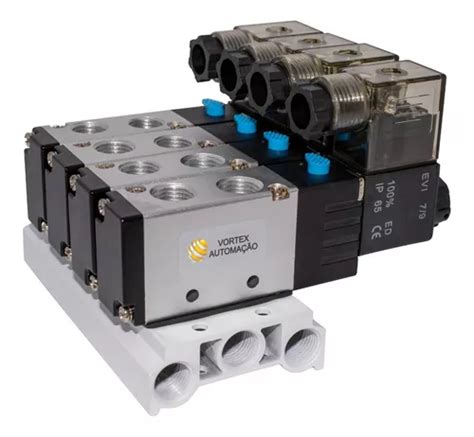 Bloco Manifold V Lvulas Solenoide Vias Vcc