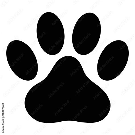 black paw print icon on white background. flat style. dog or cat paw print icon for your web ...