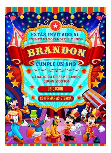 Circo De Mickey Mouse Invitaci N Interactiva Con Botones