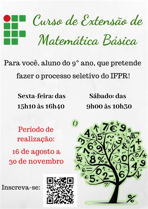 Projeto de extensão de Matemática Básica para alunos do 9º ano do