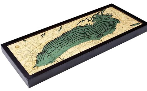 Lake Ontario Wood Carved Topographic Depth Chart / Map