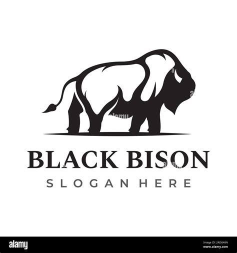 Silhouette Bison Logo Retro Angus Wild Buffalo Isolated Background Vector Template Stock